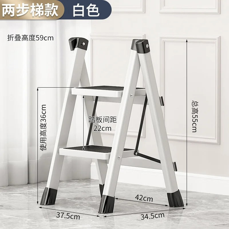 6-Step Folding Ladder, Portable Steel Stool For Home And Workshop