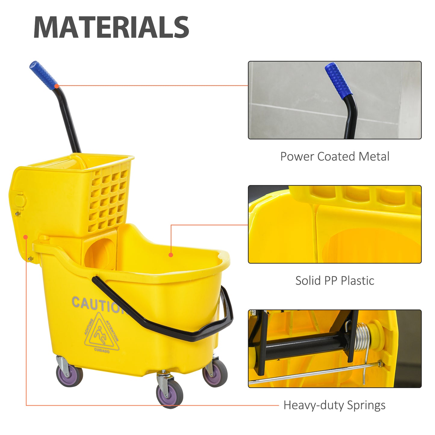 Mop Bucket Cart with Side Press Wringer