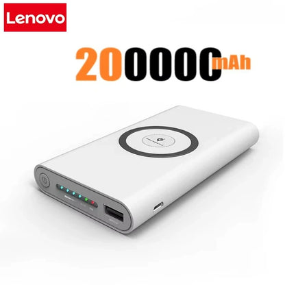 Lenovo 200000mah Power Bank Two-way Wireless Fast Charging Power bank Portable Charger Type-c External Battery For Iphone