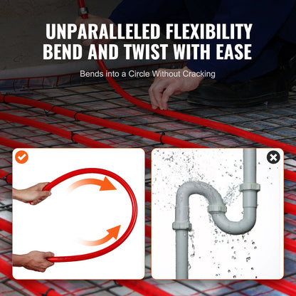 PEX Pipe 3/4 Inch, 100 Feet Length PEX-B Flexible Pipe Tubing For Potable Water, Pex Water Lines For Hot/Cold Water & Easily Restore, Plumbing Applications With Free Cutter & Clamps ,Red
