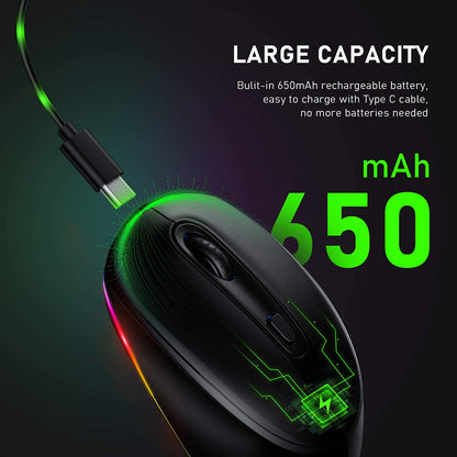 24g Wireless Mouse 1600dpi Ergonomic Rechargeable