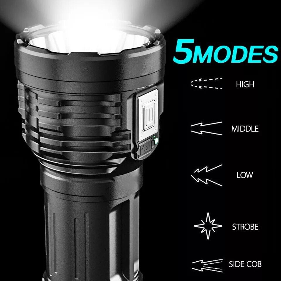 Super Bright Led Torch Light Flashlight Outdoor 30W, USB Rechargeable 1500mAh Led Torch, Mini Flashlight Home Emergency Light