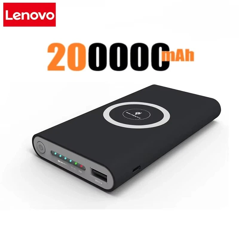 Lenovo 200000mah Power Bank Two-way Wireless Fast Charging Power bank Portable Charger Type-c External Battery For Iphone