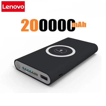 Lenovo 200000mah Power Bank Two-way Wireless Fast Charging Power bank Portable Charger Type-c External Battery For Iphone