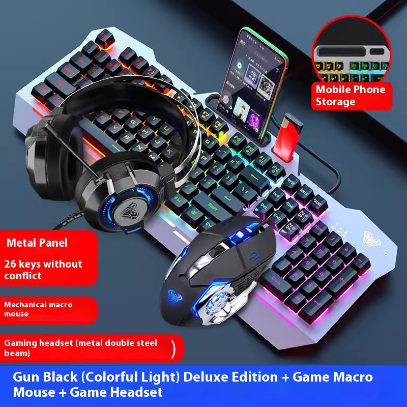 Mechanical Feeling Wired Key Mouse Headset Bundle