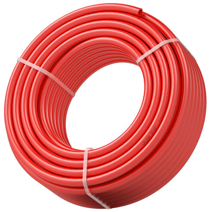 PEX Pipe 3/4 Inch, 100 Feet Length PEX-B Flexible Pipe Tubing For Potable Water, Pex Water Lines For Hot/Cold Water & Easily Restore, Plumbing Applications With Free Cutter & Clamps ,Red
