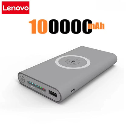 Lenovo 200000mah Power Bank Two-way Wireless Fast Charging Power bank Portable Charger Type-c External Battery For Iphone