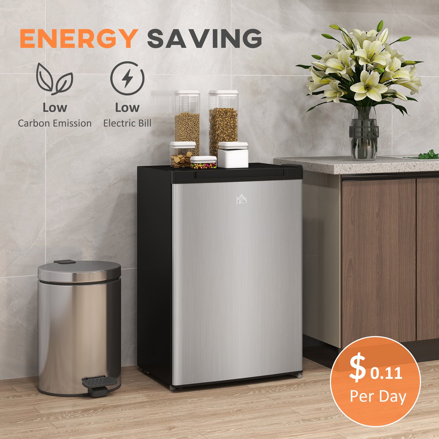 Upright Freezer, 3 Cu Ft Small Freezer with Reversible Single Door, Adjustable Thermostat for Home, Apartment, Silver