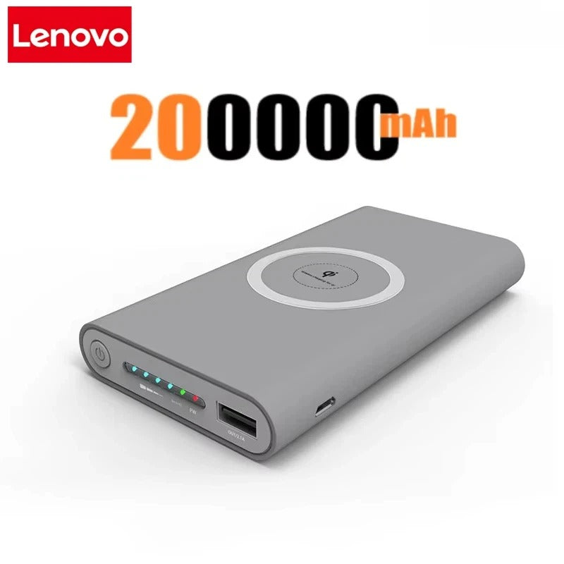 Lenovo 200000mah Power Bank Two-way Wireless Fast Charging Power bank Portable Charger Type-c External Battery For Iphone