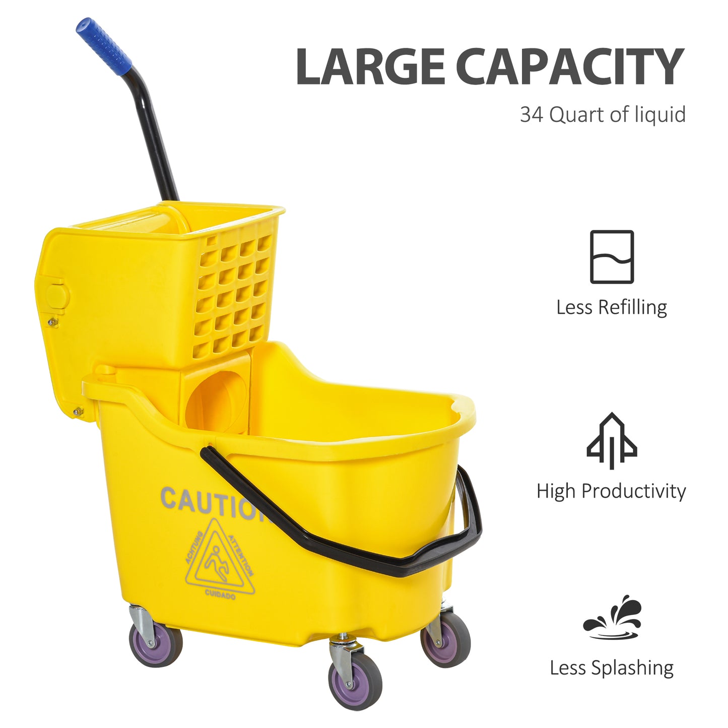 Mop Bucket Cart with Side Press Wringer