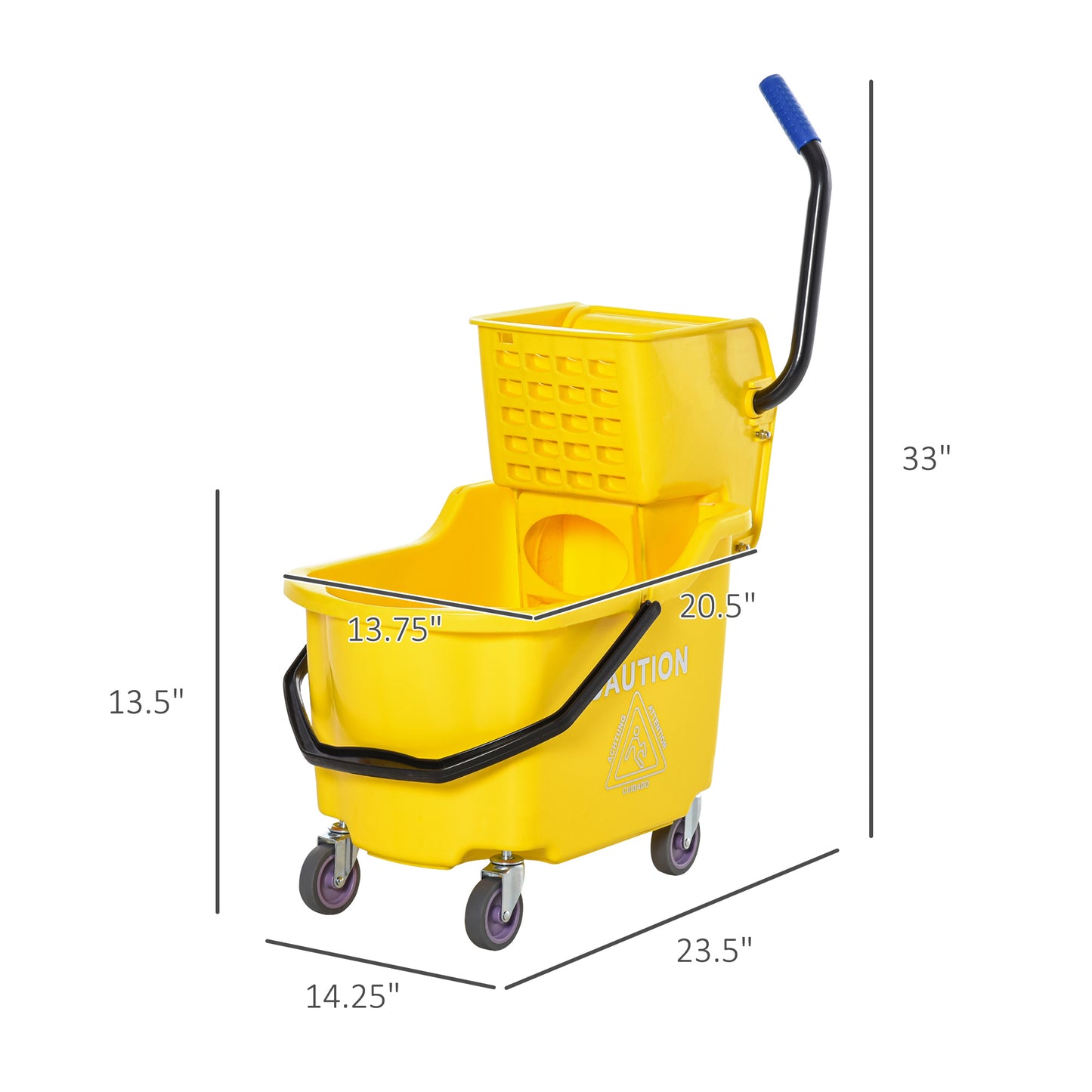 Mop Bucket Cart with Side Press Wringer