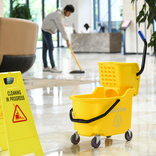 Mop Bucket Cart with Side Press Wringer
