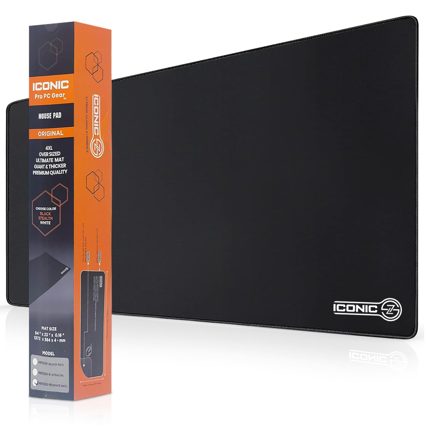 4XL Oversized & Ultimate Gaming Desk Mat 54"x23"(Black) - Giant & Thicker 4mm - Stitched/Water Proof/Non Slip Base