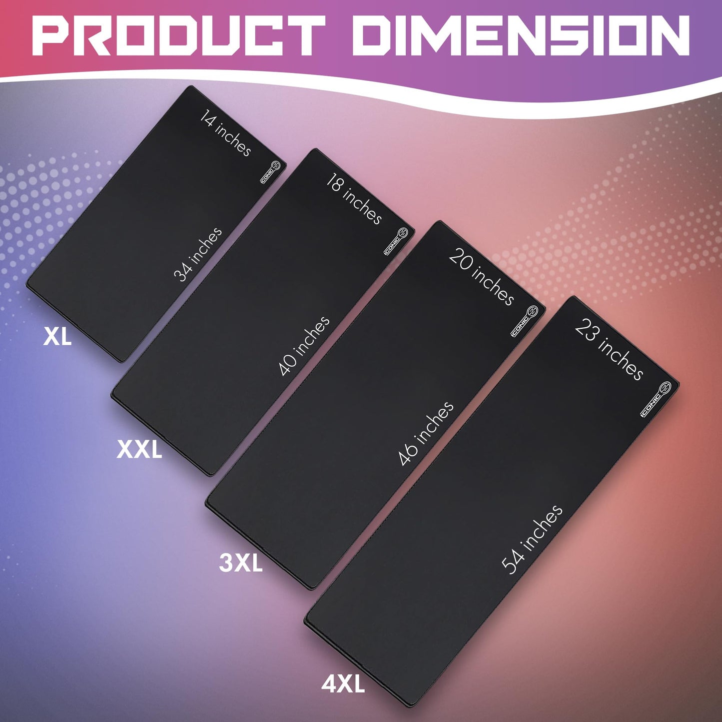 4XL Oversized & Ultimate Gaming Desk Mat 54"x23"(Black) - Giant & Thicker 4mm - Stitched/Water Proof/Non Slip Base