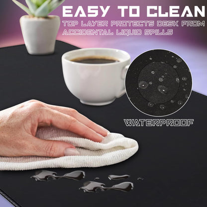 4XL Oversized & Ultimate Gaming Desk Mat 54"x23"(Black) - Giant & Thicker 4mm - Stitched/Water Proof/Non Slip Base