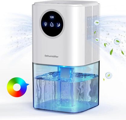 1Pc 37OZ Dehumidifier Indoor Portable Small Dehumidifier With Sleep Mode 24H Timer 7Color Lighting  Touch Control For Home Bathroom Basement Closet RV Bedroom