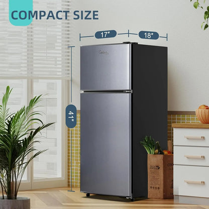 Upright Freezer, 3 Cu Ft Small Freezer with Reversible Single Door, Adjustable Thermostat for Home, Apartment, Silver