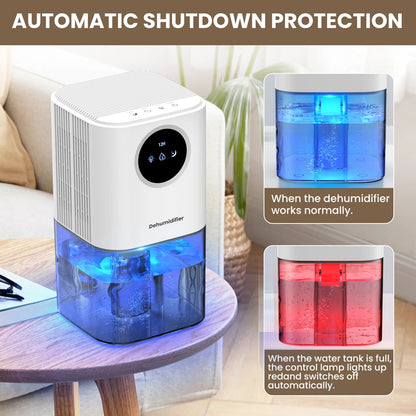 1Pc 37OZ Dehumidifier Indoor Portable Small Dehumidifier With Sleep Mode 24H Timer 7Color Lighting  Touch Control For Home Bathroom Basement Closet RV Bedroom