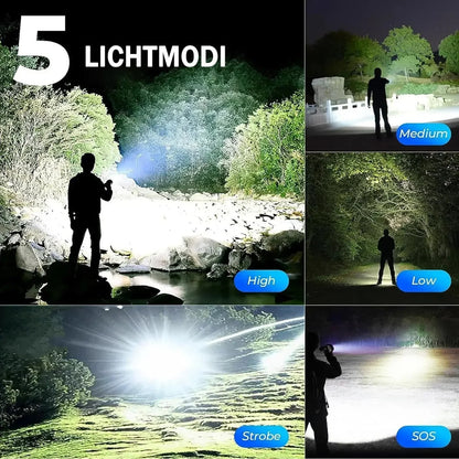 Super Bright Led Torch Light Flashlight Outdoor 30W, USB Rechargeable 1500mAh Led Torch, Mini Flashlight Home Emergency Light