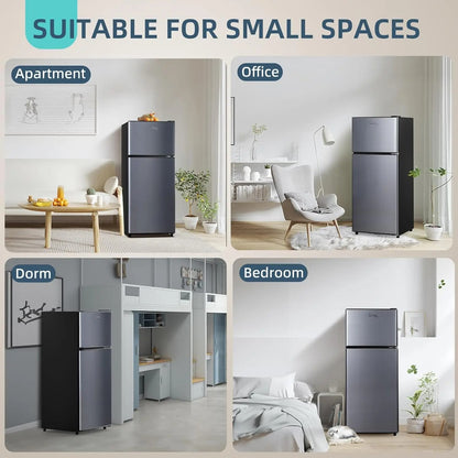 Upright Freezer, 3 Cu Ft Small Freezer with Reversible Single Door, Adjustable Thermostat for Home, Apartment, Silver