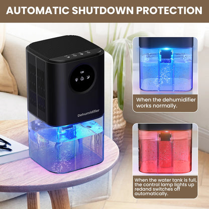 1Pc 37OZ Dehumidifier Indoor Portable Small Dehumidifier With Sleep Mode 24H Timer 7Color Lighting  Touch Control For Home Bathroom Basement Closet RV Bedroom