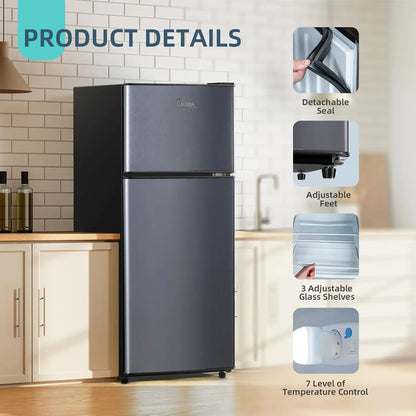 Upright Freezer, 3 Cu Ft Small Freezer with Reversible Single Door, Adjustable Thermostat for Home, Apartment, Silver