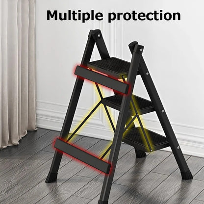 6-Step Folding Ladder, Portable Steel Stool For Home And Workshop