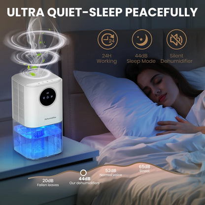 1Pc 37OZ Dehumidifier Indoor Portable Small Dehumidifier With Sleep Mode 24H Timer 7Color Lighting  Touch Control For Home Bathroom Basement Closet RV Bedroom