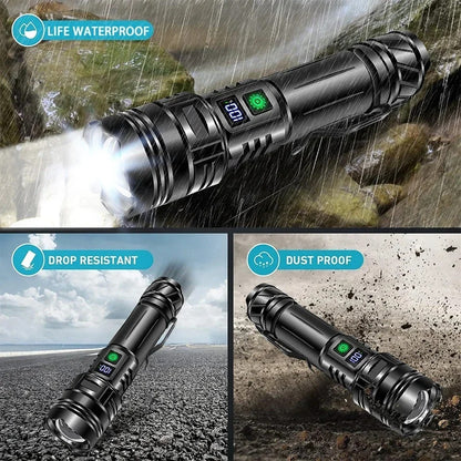 Super Bright Led Torch Light Flashlight Outdoor 30W, USB Rechargeable 1500mAh Led Torch, Mini Flashlight Home Emergency Light